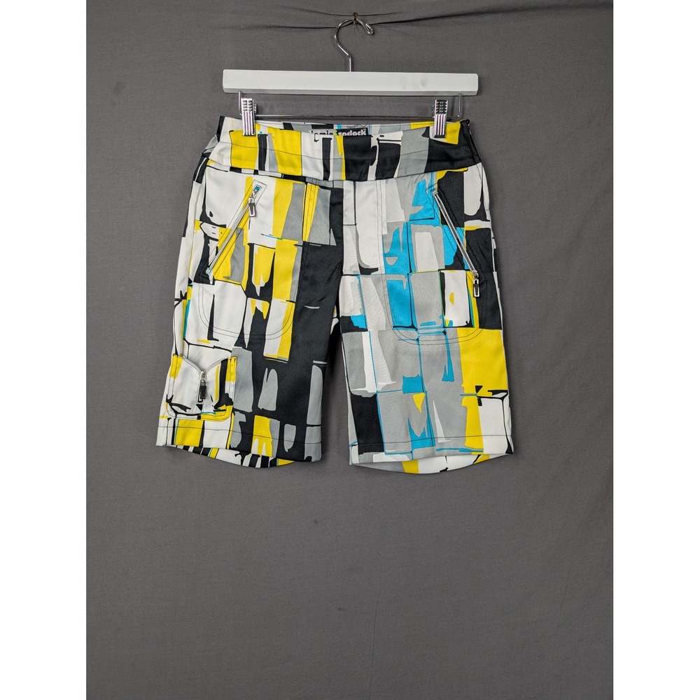 Jamie Sadock Womens Sunice Golf Shorts Abstract Geometric Yellow Blue Black Sz 2
